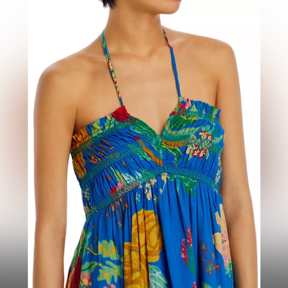 MOTHER The Screeching Cotton Halter Midi Dress in The Big Floral Print - Picture 2 of 13